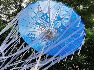 Sombrillas de Papel Encerado Impermeables con Borlas y Cintas de Bambú Tradicionales Chinas, Personalizadas con Impresión para Bodas, para Exteriores - Product Image 5