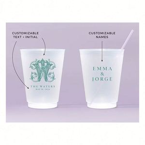 Vasos de Plástico Esmerilados Personalizados para Bar de Recepción de Bodas, Vasos de Plástico Irrompibles para Estadios, Ecológicos y Reutilizables para Fiestas de Compromiso - Product Image 4