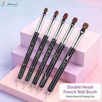 Pinceles Franceses con Diseño de Mármol Negro/Blanco Yihuale, Doble Punta, para Decoración de Uñas, Pintura con Diamantes de Imitación, Herramientas para Manicura DIY