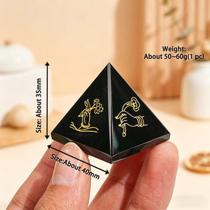 <span class=keywords><strong>Pyramide</strong></span> d'Orgone en Obsidienne Naturelle Gravée <span class=keywords><strong>avec</strong></span> Symbole, pour Guérison par les Cristaux, Méditation Reiki et Décoration Intérieure (Vente en Gros) - Product Image 2