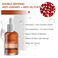 Sérum Visage Personnalisable OEM Anti-Âge Hydratant à l'Astaxanthine, Vitamine E, Antioxydant et Éclaircissant 30ml avec Hyaluronate de Sodium