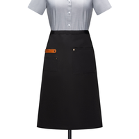 Tabliers de Serveur Noirs à Rayures, Courts, Mi-taille, avec Logo Personnalisé, en Toile Noire, pour Cuisine et Travail