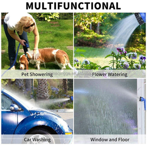 <span class=keywords><strong>Tuyau</strong></span> d'<span class=keywords><strong>arrosage</strong></span> extensible de haute qualité Qingge QGO001 pour extérieur, pistolet à pulvérisation 7 modes, léger, flexible, polyester/plastique/latex - Product Image 5