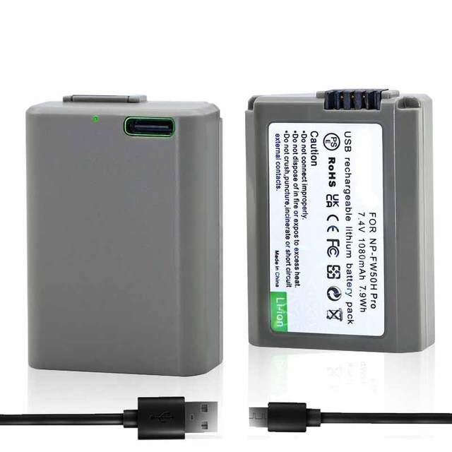 950mAh Replacement Camera Battery for Sony NP-FW50H ZV E10 A6500 A6400 A6300 A6000 A5100 A5000 A7S II A7S A7R II A7R A7 Stock