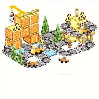 Nouveauté 2026 : Jeu de table portable en plastique, 92 pièces, version électrique, série ingénierie, tuiles magnétiques éducatives pour la créativité
