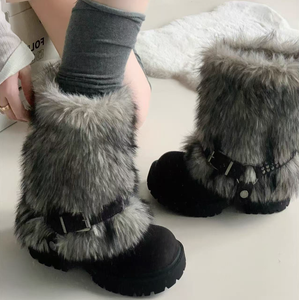 Stivali da Neve da <span class=keywords><strong>Donna</strong></span> 2026 Nuova Moda con Pelliccia Staccabile, Caldi, Suola Spessa Antiscivolo - Product Image 3