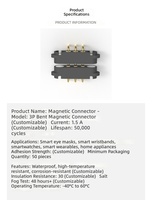 Connecteur magnétique coudé 3P 2.54PH Pogo Pin, ensemble mâle et femelle, noir, protection environnementale