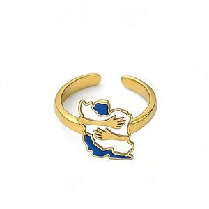 แหวนแผนที่อิหร่านสแตนเลสสตีล 316L ชุบทอง 14k 18k PVD ไม่ลอก ไม่ดำ สำหรับผู้หญิงผู้ชาย รับผลิตตามสั่งขายส่ง - Product Image 5