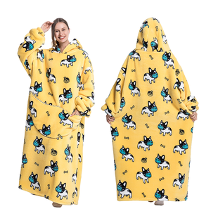 Custom Printing Factory Oversize <strong>Long</strong> Wearable Sherpa Flannel Fleece TV Cuddle <strong>Snuggle</strong> Blanket with Sleeves <strong>Hoodie</strong> Custom Pocket - Product Image 5