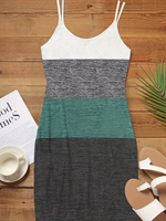 Robe mini sans manches pour femme, sexy, imprimée, tissée, coupe ajustée, color block