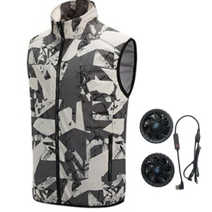 KC <span class=keywords><strong>ventilateur</strong></span> 8.5 M/S 2 pièces installé <span class=keywords><strong>à</strong></span> l'intérieur gilet avec <span class=keywords><strong>ventilateur</strong></span> intégré gilet de haute qualité Anti Uv <span class=keywords><strong>ventilateur</strong></span> pour les activités de plein air d'été - Product Image 1