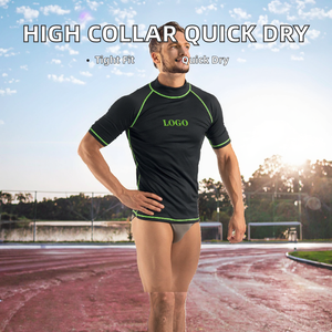 Camiseta de compresión de manga larga con cuello alto y secado rápido para hombre, Spandex/Nylon, estampado digital de REHEXIMPEX - Product Image 2