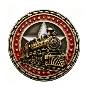 Moneda de Locomotora de Vapor Antigua, Chapada en Oro, de Latón, Circular, con Grabado en Relieve, Artículo Coleccionable - Product Image 6