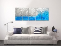 Décoration murale en métal artisanal, peinture abstraite en aluminium, vague de mer, romantique, moderne, chambre à coucher, salon