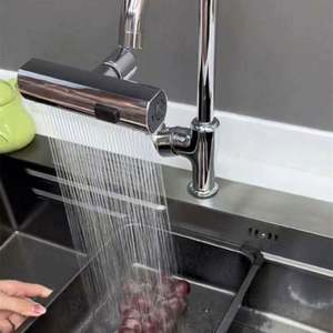 Robinet de cuisine blanc en acier inoxydable avec tête de pulvérisation à jet cascade, filtre diffuseur et buse économiseuse d'eau - Product Image 3