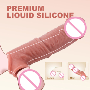 Dicke Realistische Penishülle Penisring Penisverlängerung Ultra-Weiche Silikonhülle Penisring Erotikspielzeug für Männer - Product Image 4