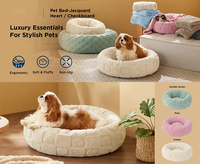 Lit pour chien et chat rond élégant en forme de donut, lavable, nid douillet en peluche pour un sommeil profond, pour petits et moyens animaux