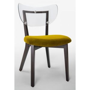 Sedia Moderna Trasparente in Legno con Telaio MONOBLOCCO in Faggio Tinto MOKA, Velluto Verde Oliva-SURI per Soggiorno SRIVL035 - Product Image 3