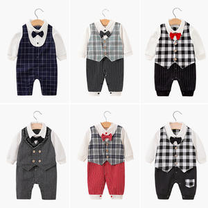 Tutina per <span class=keywords><strong>Neonato</strong></span>, Outfit per Primo Compleanno, <span class=keywords><strong>Abbigliamento</strong></span> Primaverile e Autunnale in Cotone, Vestiti da Gentiluomo per Neonati, <span class=keywords><strong>Abbigliamento</strong></span> per Bambini in Stile Britannico - Product Image 2