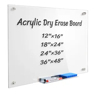 Customized Office Classroom 18x24 in Acrylic Frameless Magnetic Dry Erase Board for Wall