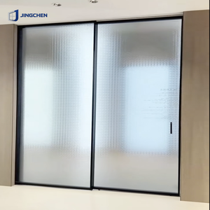 Puerta Corredera Moderna <span class=keywords><strong>de</strong></span> Aluminio con Marco Estrecho y Vidrio Estriado para Privacidad, Ideal para Cocina, Baño, Sala <span class=keywords><strong>de</strong></span> Exposiciones y Proyectos <span class=keywords><strong>de</strong></span> Interiores - Product Image 2