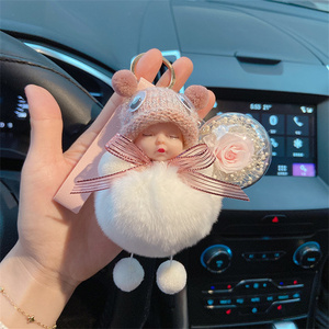 Lindo Muñeco Bebé Durmiente, Regalo de San Valentín, Bola de Flores de Rosas Preservadas, Llavero de Muñeco Durmiente, Llaveros Colgantes de Coche con Flores Eternas - Product Image 4