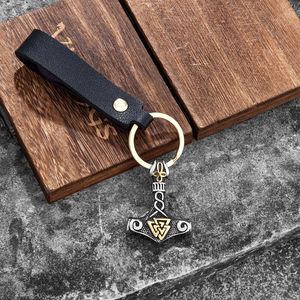 Porte-clés marteau de Thor en alliage de zinc, pendentif sur le thème des Vikings, sangle en cuir, cadeau unisexe - Product Image 2