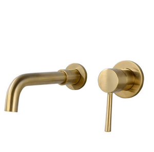 Rubinetto a <span class=keywords><strong>2</strong></span> fori a parete in ottone per lavello da <span class=keywords><strong>bagno</strong></span> a maniglia singola <span class=keywords><strong>rubinetti</strong></span> per <span class=keywords><strong>lavabo</strong></span> in oro spazzolato - Product Image 1
