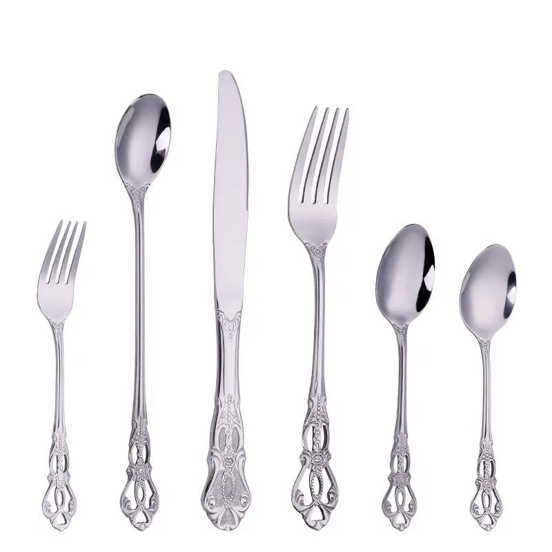 Hot Sale 304 Edelstahl Luxus und Royal Besteck Set Gold Silber Restaurant Hotel Edelstahl Geschirr Spo