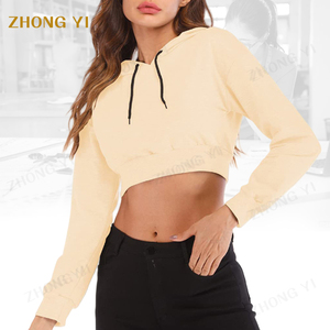 Venta al por mayor de fábrica personalizada gran oferta suéter en blanco casual mujeres recortadas Sudadera con capucha mujer niñas pulóver Top sudaderas con capucha y sudaderas - Product Image 1