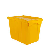 Boîte fourre-tout en plastique de stockage empilable et logistique Boîte de déménagement Conteneurs à couvercle attaché pour le stockage