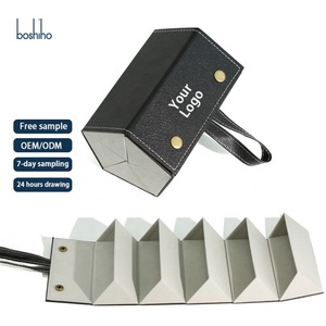 Wholesale Portable Folding Leather <b>Glasses</b> Organizer 2/3/4/5/6 Multi-slot Travel Eyeglasses Sunglasses <b>Case</b> Storage Display - Product Image 1