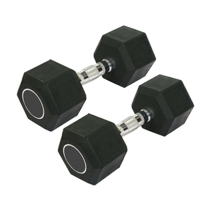 High Quality Hex Rubber <b>Dumbbells</b> 5-40kg Chrome Plated Handle Free Weights for Home Gym Arms Strength Training - Product Image 3