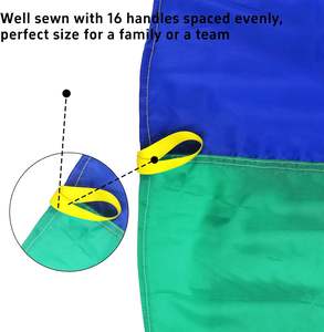 Parachute arc-en-ciel de 12 pieds, jouet parachute pour enfants, parachute avec poignées, équipement de jeu intérieur et extérieur - Product Image 4