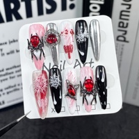 Produits chauds 10 pièces gothique Y2K amande portable oeil de chat Punk métal Style fête ongle autocollant à la main presse sur les ongles