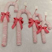 Décorations de Noël, Ornements pour sapin de Noël, Rubans, Nœuds, Bandes en peluche, Bâtons de marche rayés, Pièces à suspendre, Boîtes cadeaux