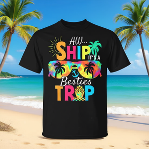 Camiseta Aw Ship It's A Besties Trip 2025 Friends Vacay Cruise, manga corta, unisex, cuello redondo, impresión digital, para adultos - Product Image 3