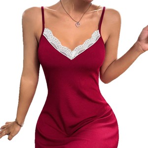 Pijama sexy con tirantes y espalda descubierta, estilo casual, para chica moderna, elegante, de tela suave de punto, lencería, ropa de dormir, camisón. - Product Image 6