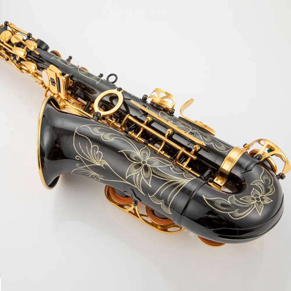 Chuyên Nghiệp Màu Đen Nickel Alto Saxophone Với Eb Tone Brass Cơ Thể Nhạc Cụ