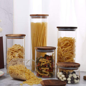 High quality high borosilicate food storage container air tight glass jar with bamboo lid