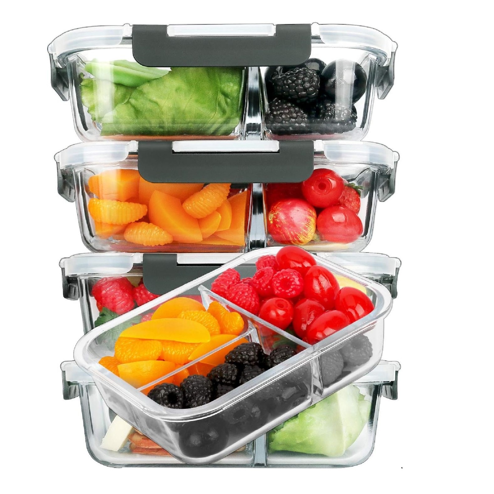 Ensemble transparent de 5 pièces (3 compartiments)