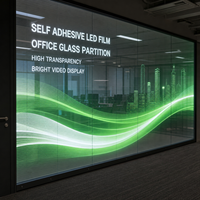Film LED transparent adhésif pour écran de vitrine de bureau, cloison en verre, affichage sur verre.