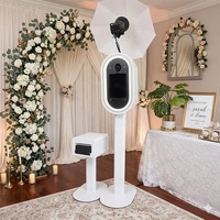 Cabina de Fotos Portátil Ovalada con Soporte para Impresora, Fácil de Montar, para iPad y Cámara DSLR, con Ventilador Integrado y Estuche