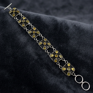 Brazalete de Cadena Geométrica de Plata 925 para Mujer, Art Palace, con Incrustaciones de Piedras Naturales, Estilo Vintage, para Fiestas y Uso Diario - Product Image 1