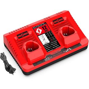 شاحن ثنائي المنفذ 12 فولت لبطارية ميلووكي <span class=keywords><strong>M</strong></span> 12S، شاحن لبطارية ميلووكي الليثيوم 12 فولت 48-11-2401 48-11-2411 48-11-2460 - Product Image 1