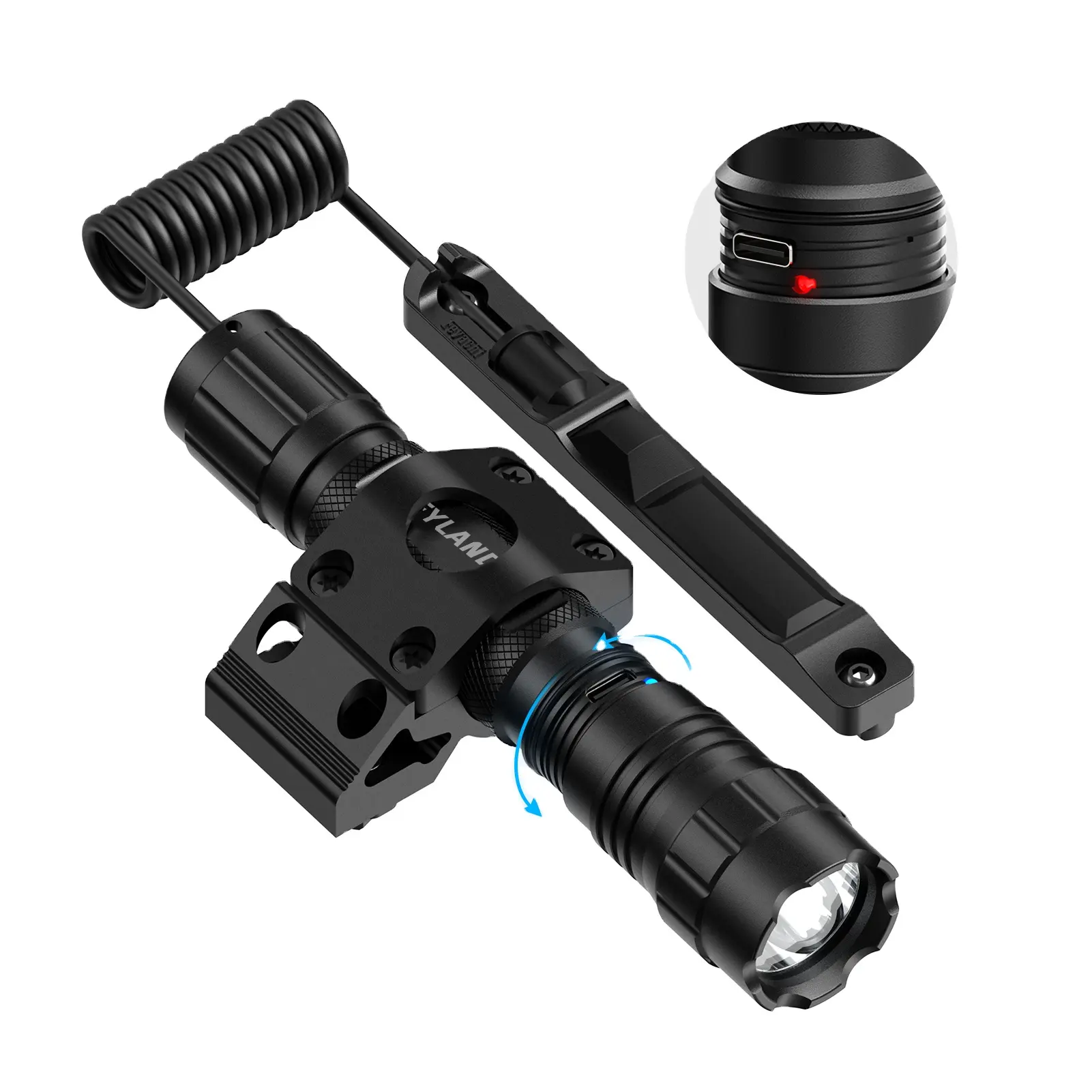 Gun Flashlight Waterproof Hunting High Brightness 4 Modes Led Tactical Flashlight Rechargeable Torch Light