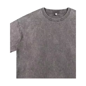 T-shirt à col rond pour homme en coton épais délavé à l'acide – Style vintage délavé aux minéraux - Product Image 2