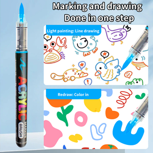 Nhiều màu trực tiếp chất lỏng Acrylic Bút đánh dấu, bàn chải tip Acrylic sơn đánh dấu, nghệ thuật Acrylic sơn bút cho đá, vải - Product Image 4