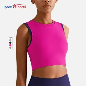 Bra Olahraga Tank Empuk Wanita, Pakaian Dalam Lari Fitness Crop Top Olahraga Brassiere Push Up Yoga Dampak Tinggi untuk Yoga