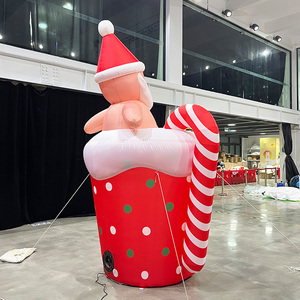 Santa Claus Inflable Navideño Impermeable de Oxford con Bastón de Caramelo, Santa Claus Inflable Resistente para Decoraciones Navideñas - Product Image 3